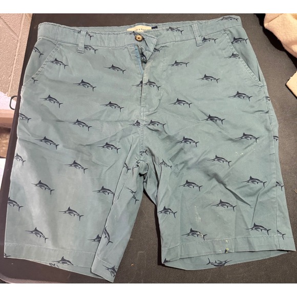 Hudson & Barrow Other - Hudson & Barrow Mens Marlin Fish Embroidered Chino Shorts Blue Green Size 36